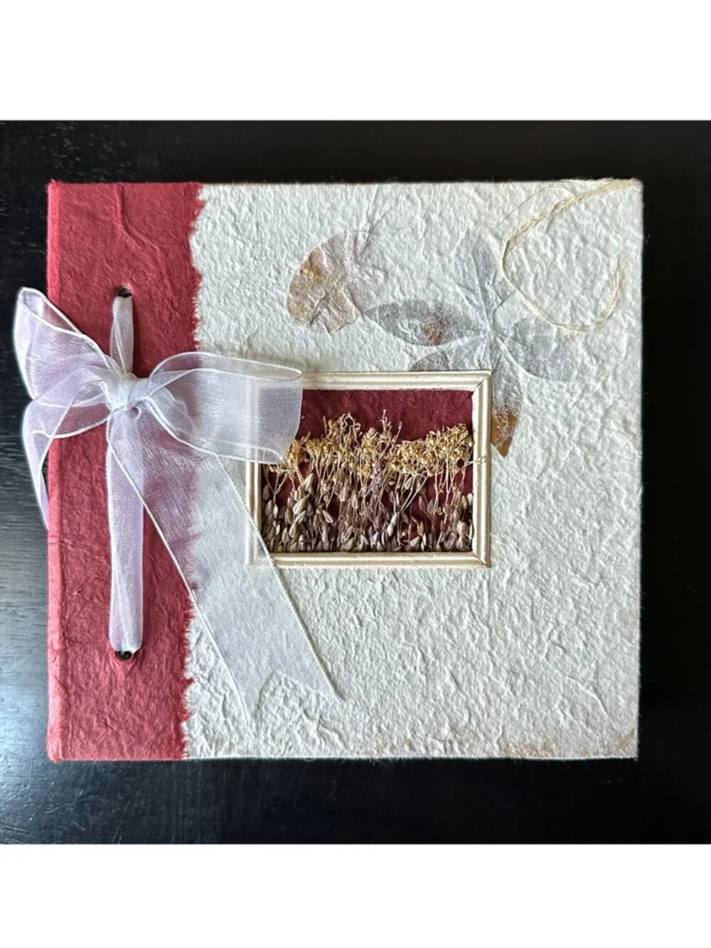 Vintage Remembrances Mulberry Paper Photo Album & Frame Gift Set NIB Botanical